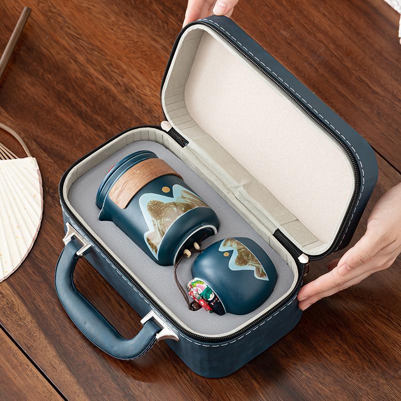 Portable travel tea set Outdoor teapot Kung Fu tea Kuaike cup, one pot and three cups with hand business gifts