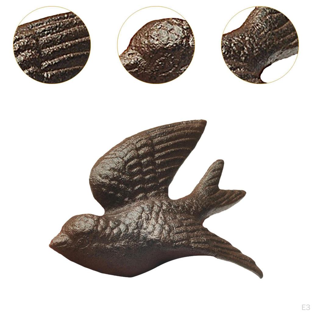 Fliegender Vogel Wanddekoration Kunst Ornament Schwarze Skulptur aus Gusseisen Schwalbenfigur für die Innenterrasse
