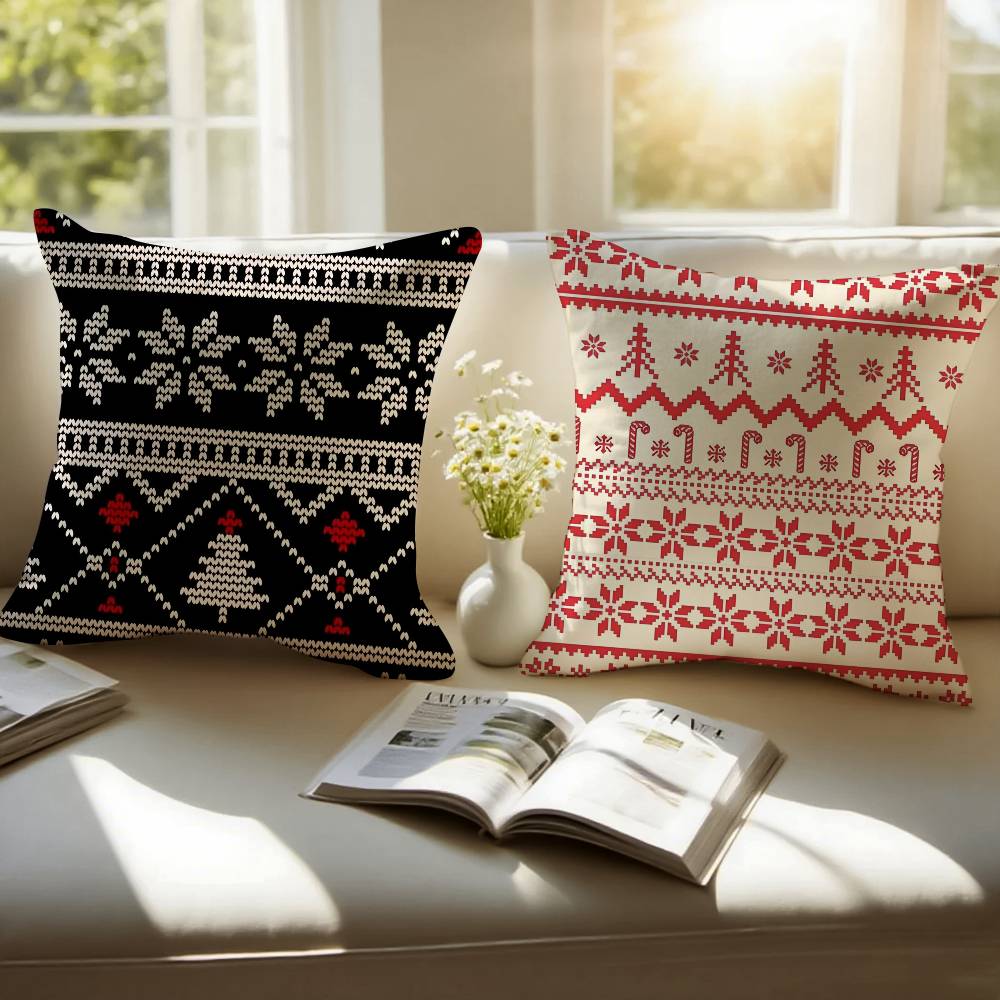Weihnachts-Schneeflocken Kissenbezug Sofa und Wohnzimmer Dekorative Kissenbezüge Staubdicht und Milbendicht Unsichtbarer Reißverschluss