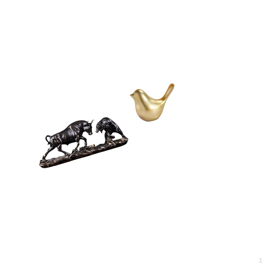 Modern Feng Shui Bull And Bird Figurine Sculpture for Desk Office Home Decor Birthday Housewarming