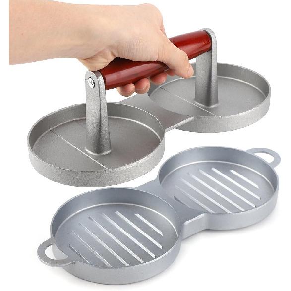 Double Burger Press Hamburger Maker, Aluminum Alloy Non-Stick Hamburger Kitchen Tools for Easily efficiently Making Delicious Burgers