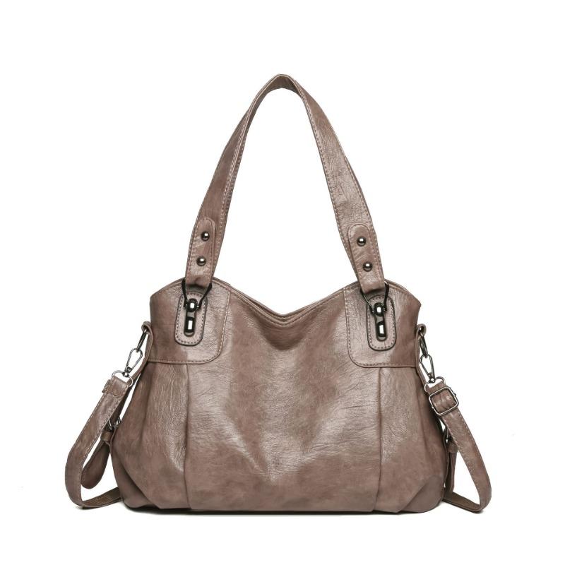 Retro Women's Handbag Shoulder Messenger Bag New Fashionable Large-capacity Soft Leather Mother Bag