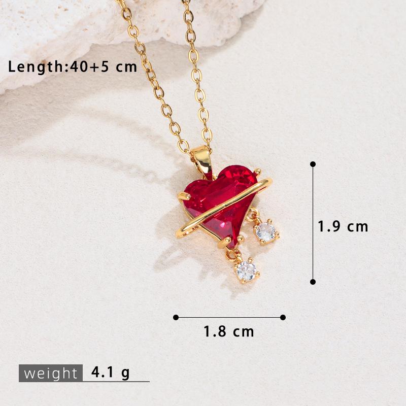Korean Style Sweetheart Zircon Necklace for Women - Star and Love Design