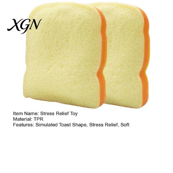 Portable Stress Toy 1/2Pcs Simulated Toast Relief Toy, Sliced Bread Squeeze Sensory Soft Stretchy Fake Food Fidget for Kids Teens Adults Desk