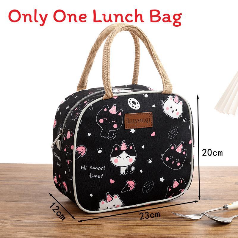 Canvas Lunch Bag Handheld Tote For Office Workers And Students With Zipper Closure