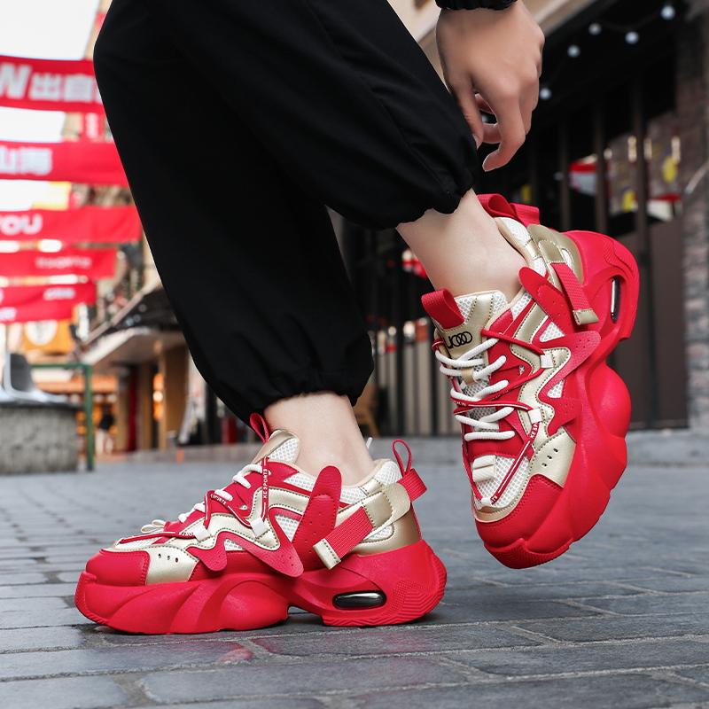 Outdoor Men Casual Sneakers Designer Thick Bottom Walking Footwear Breathable Sport Shoes Lightweight Anti Slip Athletic Shoes