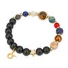 Handmade European Eight Planets & 12 Constellations Beaded Bracelet with Stainless Steel Pendant for Women