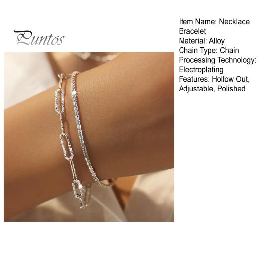 Halskette und Armband für Damen, ausgehöhlte, schimmernde Oberfläche, verstellbare Länge, Schmuck für Handgelenk und Hals der Dame für den Alltag, Hochzeiten und Partys
