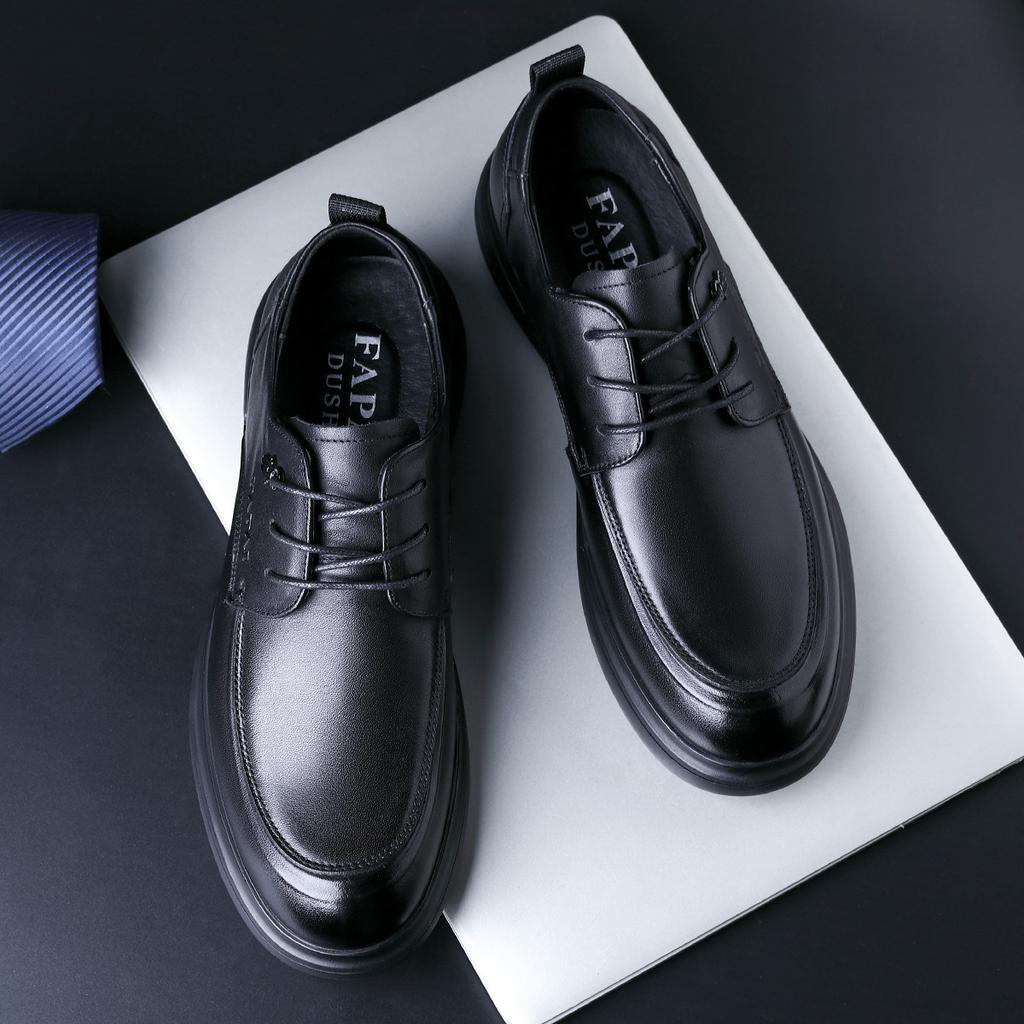 2025 men's leather shoes high-end leather cowhide British style men's shoes first layer cowhide business dress wedding derby shoes