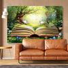 1 piece of "Fantasy Fairyland" background fabric - Tropical Garden, Butterflies, Green Forest, Spring Theme