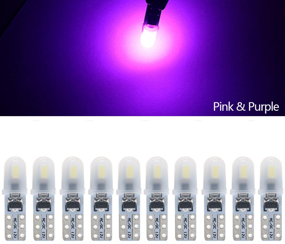 

10Pcs T5 LED 3014 2SMD No Polarity Auto Car Dashboard Lights Car Reading Instrument Panel Lamp Door License Plate Light рожевий
