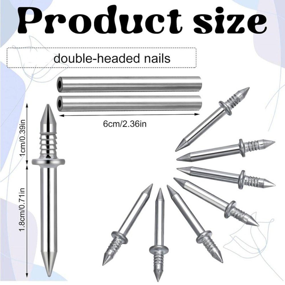 100Pcs with Sleeve Tools Seamless Nails Zinc Plated Corrosion Resistant Skirting Nails Double Head Thread Nails Woodworking