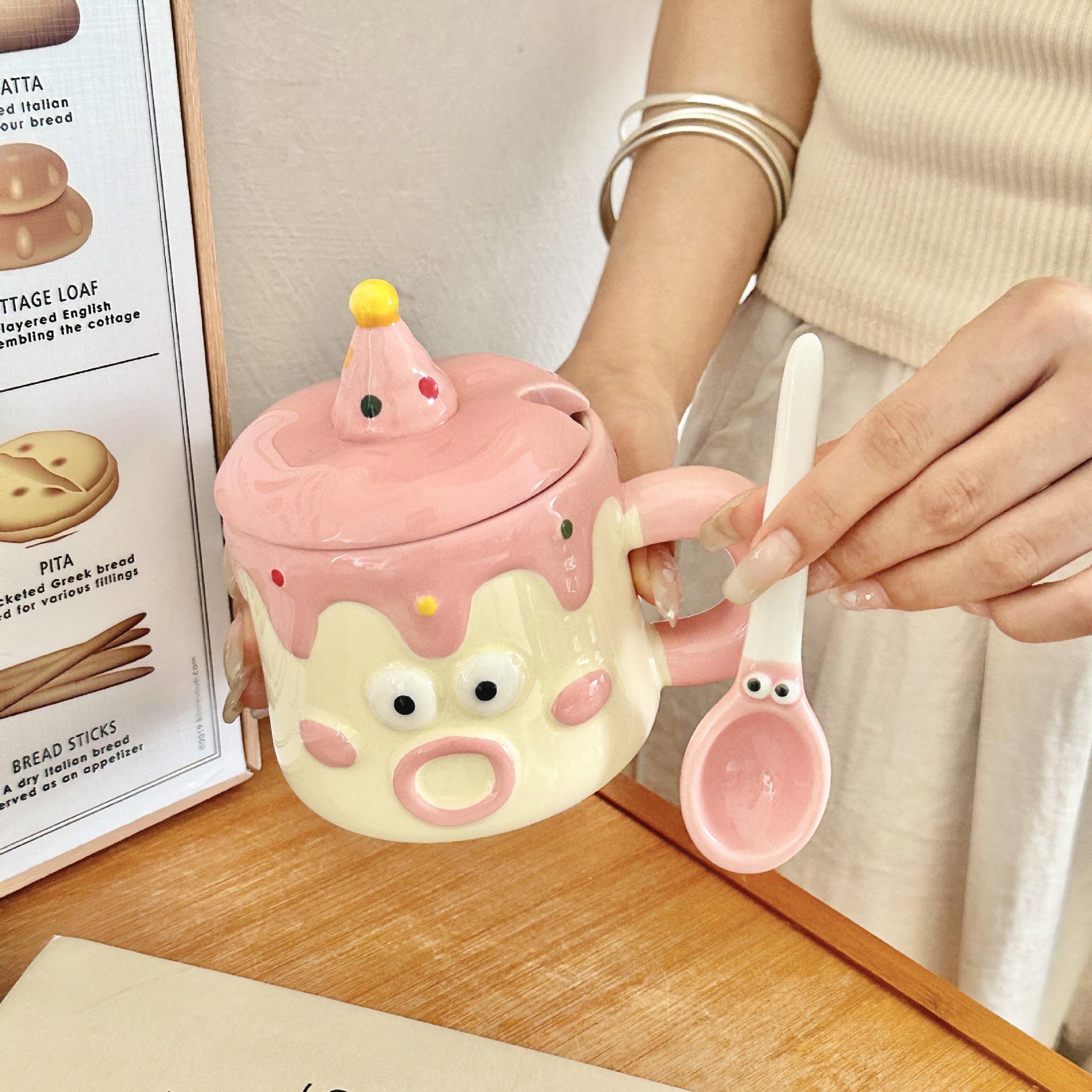 

Мультяшная милая рельефная кружка-клоун для дома, пары, керамическая чашка для офиса, завтрака, кофейной чашки, практичный подарок 301-400ml