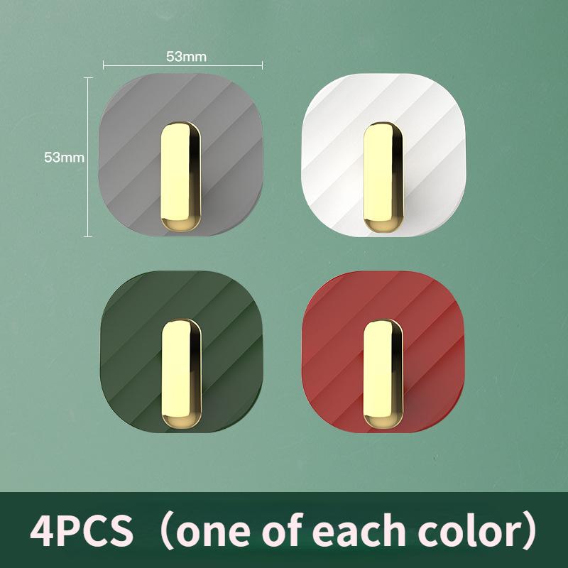 

4Pcs Punch-free Hooks Strong Viscose Adhesive Hook Door Wall Bathroom Kitchen Key No Trace Viscose Coat Hook 4pcs різнокольоровий