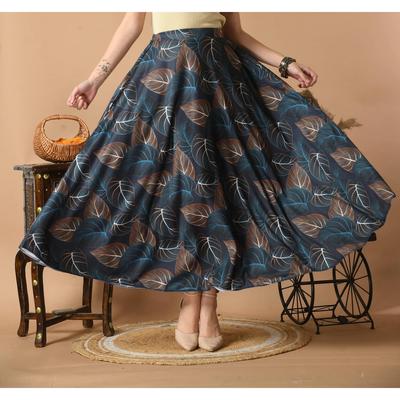 Indian Bollywood Ethnic Printed Skirt Dress Women's Casual Wear Flared Skirt Set
