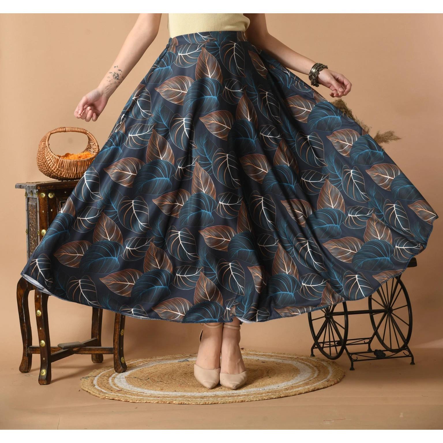 Indian Bollywood Ethnic Printed Skirt Dress Women s Casual Wear Flared Skirt Set M