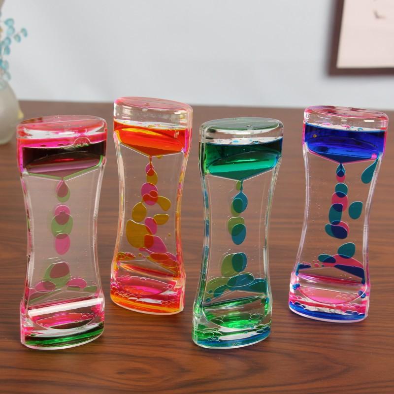 Hourglass Liquid Motion Timer Double Color Floating Liquid Drip Oil Glass Visual Timer Desktop Decoration Children Fidget Toys