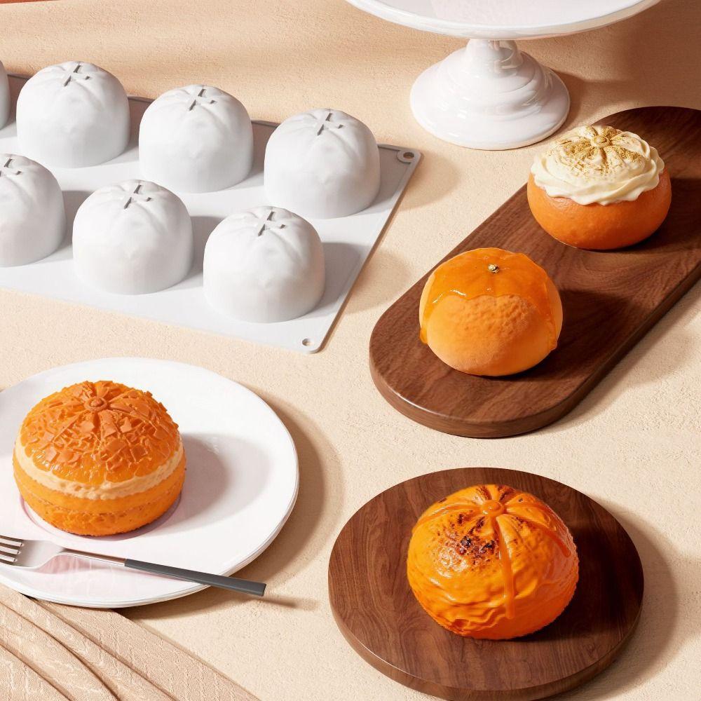 8 Cavity Orange Shape Cake Mold Non-stick 3D Silicone Mold Pudding Jelly Mold  DIY Candle Making
