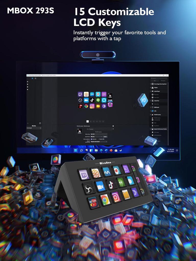 Visual Customizable Keyboard Streamdeck HSV293S Controller