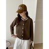 Autumn and winter new lace neckline lace-up sweater jacket women's knitted cardigan soft waxy short top