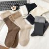 Women's Wool Mid-Calf Mink Velvet Socks: Cozy, Thick Plush Retro Color Block for Autumn/Winter