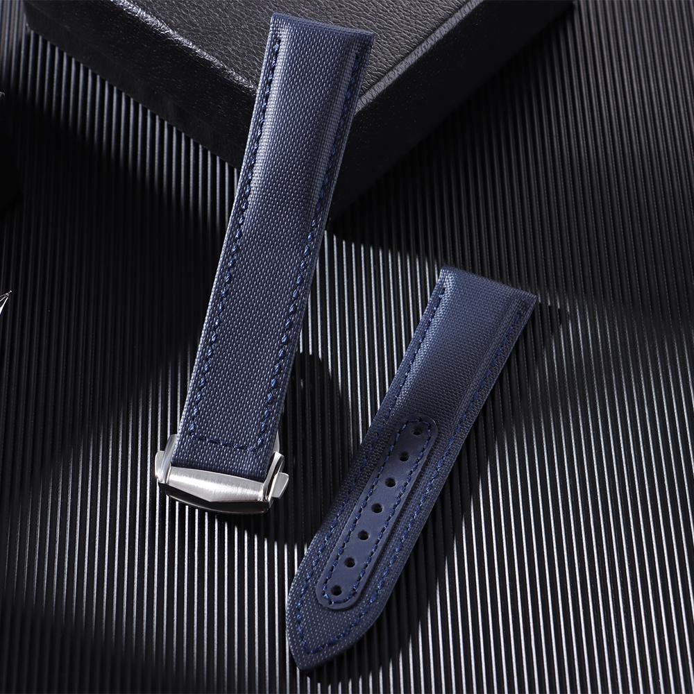 20mm 22mm Nylon Watch Strap for Omega Waterproof Sailcloth Leather Watch Band for Men Women Folding Buckle Bracelets Accessories