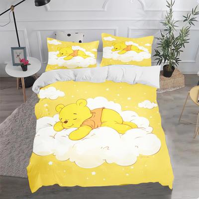 Winnie The Pooh Bedding Set Polyester Cute Printed Cartoon Quilt Cover 3-Piece Set 1Duvet Covertwin Children