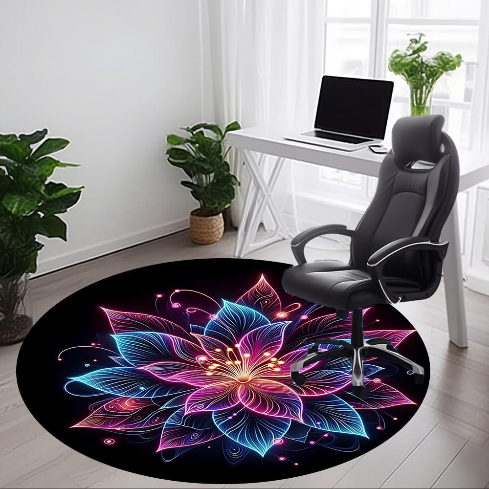 1pc Neon Lotus Chair Carpet for Office Non-Slip Mat for Office - Decorative Floor Mat yy251030257