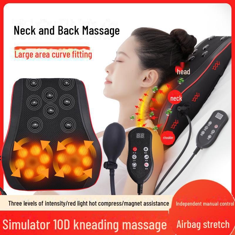 "Multifunktionales Heizkissen": Taillen-, Lenden-, Halswirbelmassagegerät mit Knetfunktion für Wirbelsäule und Rücken"