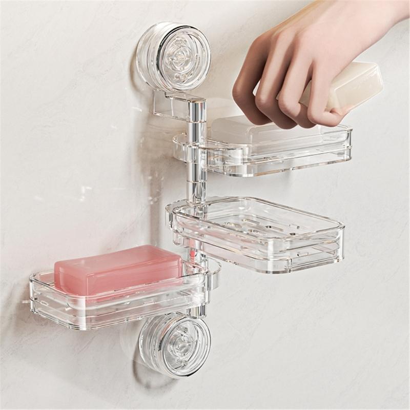 Saugnapf Wandmontierter Seifenhalter Mit Schnelltrocknendem Design Langlebiger Kunststoff Badezimmer-Organizer Für Küche Dusche Spülbecken Arbeitsplatte