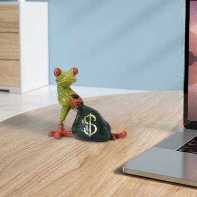 Money Bag Frog Figurine Bring Good Luck Wealth Resin Cartoon Frog Statue Home Office Desktop Decoration Ornament