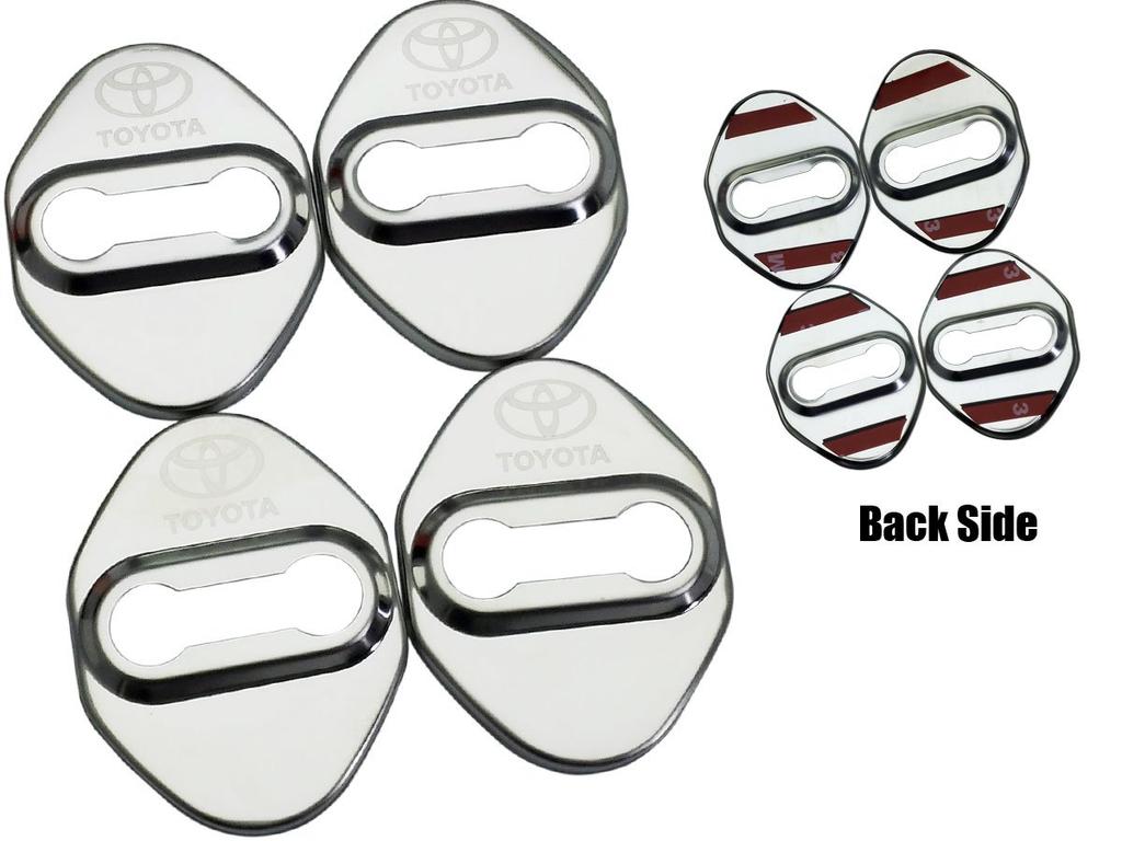 Deselen Stainless Steel Car Door Lock Cover Protector for Toyota Corolla Yaris and Pack of 4 -DLC-TOY02- Levin, Camry, Corolla, EX, Vios, RAV4, L,