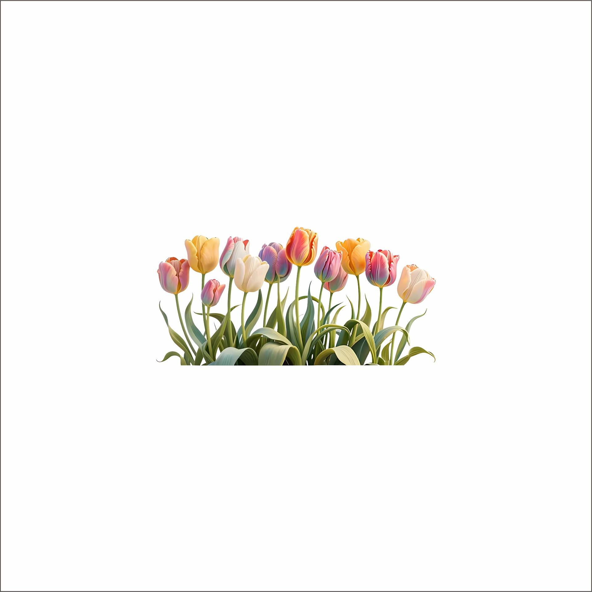 

Colorful Tulip Window Static Cling Sticker Simulated Flower Waterproof For Kitchen Balcony Glass Decor 30x59cm разноцветный