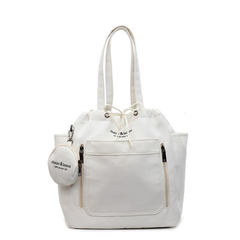 Canvas bag women's large-capacity new summer versatile casual shoulder bag college student commuting tote bag