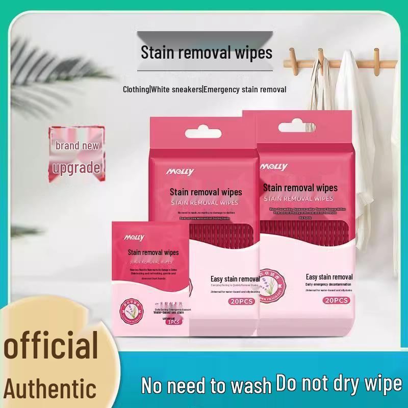 Portable Stain Remover Wipes for Clothing, Shoes & Jackets - Waterless Emergency Cleaning Solution