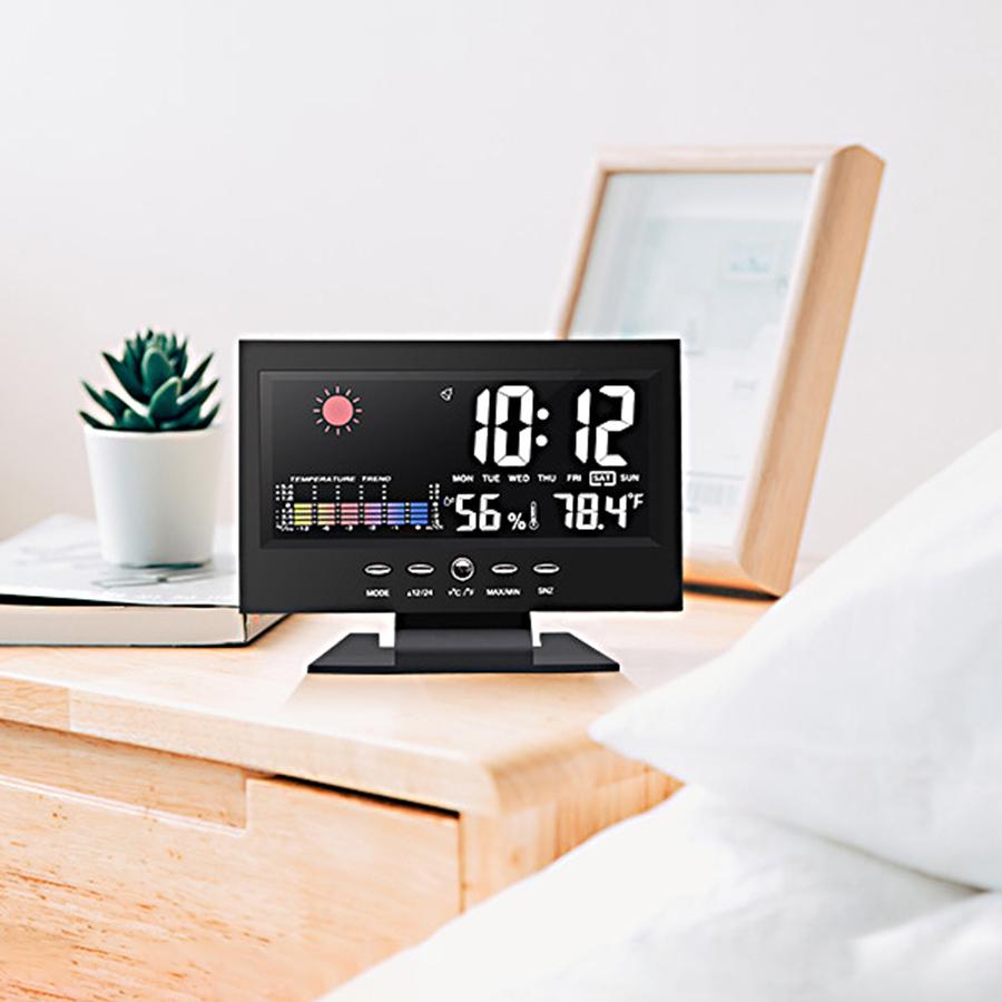Weather Station Weather Clock Color Screen Displays Temperature and Humidity Home Sound-Controlled Electronic Alarm Clock