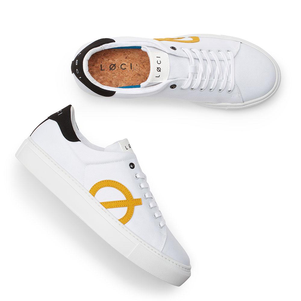 Loci Nine Vegan Sneakers White/Black/Yellow Lc-009-015