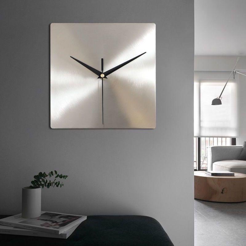 Nordic Affordable Luxury Style Silver Square Wall Clock Home Living Room Clock Office Wall Mounted Silent Clock Home Decoration