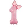 1Pc Large 32inch Number Pink Blue Foil Balloon With Bow 1-9 For Kid Boys Girls Birthday Party Baby Shower Decorations Balloon