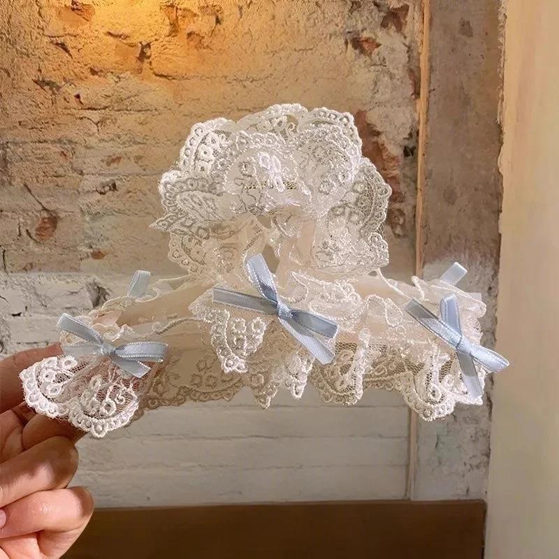 Temperament Lace Bow Grab Clip Female Back of Head Disc Hair Shark Clip