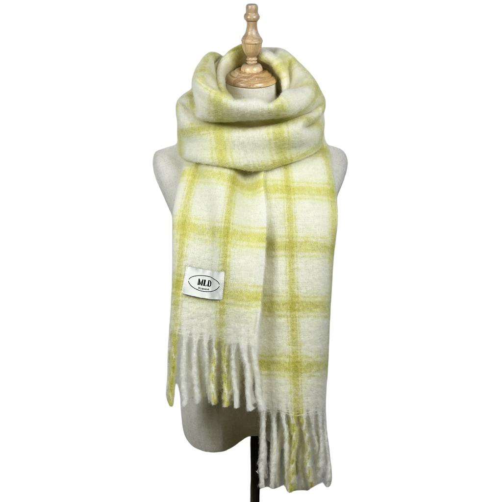Wool Blended Plaid Simple Scarf Women's New Winter High-end Atmosphere Scarf Versatile