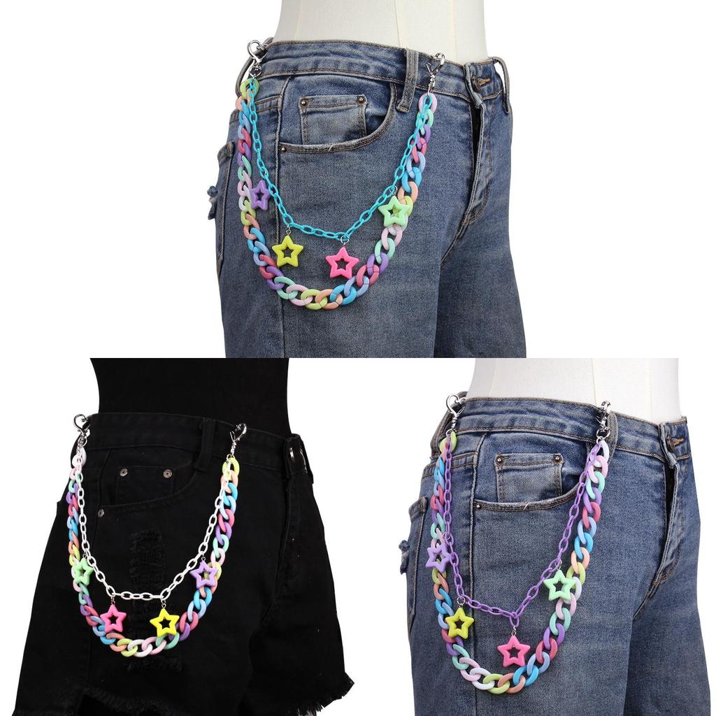 Akrylowy Wisiorek Gwiazda Łańcuszek na Talie Z Metalowymi Ogniwami Dla Mężczyzn i Kobiet