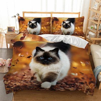 Bed Cover Dropship Winter Soft Comfortable 2/3Pc Kid Bedding Set Western Single Double Bed 3D Cat Duvet Cover Sets Ropa De Cama