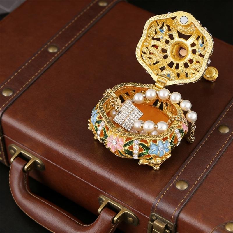 Exquisite Metal Trinket Box Telephone Shape Jewelry Case Small Accessory Storage Box for Displaying Delicate Accessories
