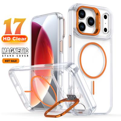 Für Magsafe Transparente Handyhüllen Für iPhone 17 Pro Max Air 14 15 Plus 11 13 12 16 Pro 16E Kamera Metallhalter Schutzhülle