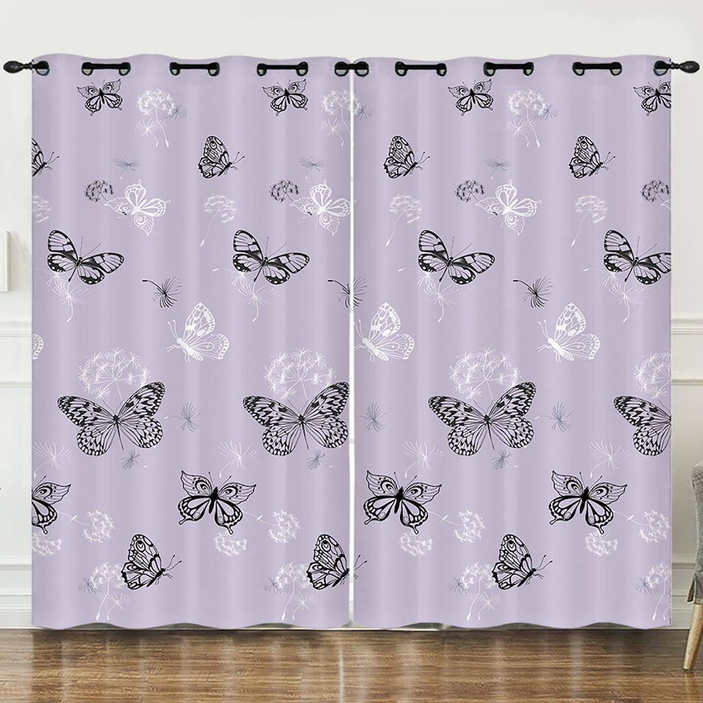 Curtain Butterfly Specimen Illustration Sunshade 3D Digital Printing Blackout Curtain Non-Punching Bedroom