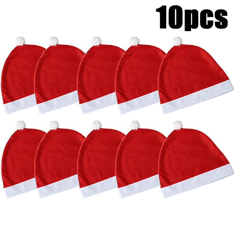 1-10PCS Christmas Santa Claus Hat Car Headrest Covers Red Polyester Seat Cover Decoration for Holiday Party Accessories