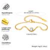Dainty Wavy Bracelet with Round Zircon,Gold Plated Stainless Steel Flat Rolo Chain Bracelets for Women,Charm Jewelry Gift