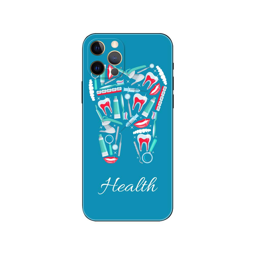 Cute Cartoon Dentist Tooth Phone Case for Iphone 5 5s 2020se 6 6s 7 8 Plus X 10 XR XS 11 12 13 Mini Pro MAX Black Tpu Back Cover