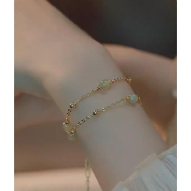 Princess on the Run*Natural Hetian Jade Bracelet, Niche Design, Fairy-Like, Original New Style Bracelet for Girls Bracelet（14+5CM）6MM
